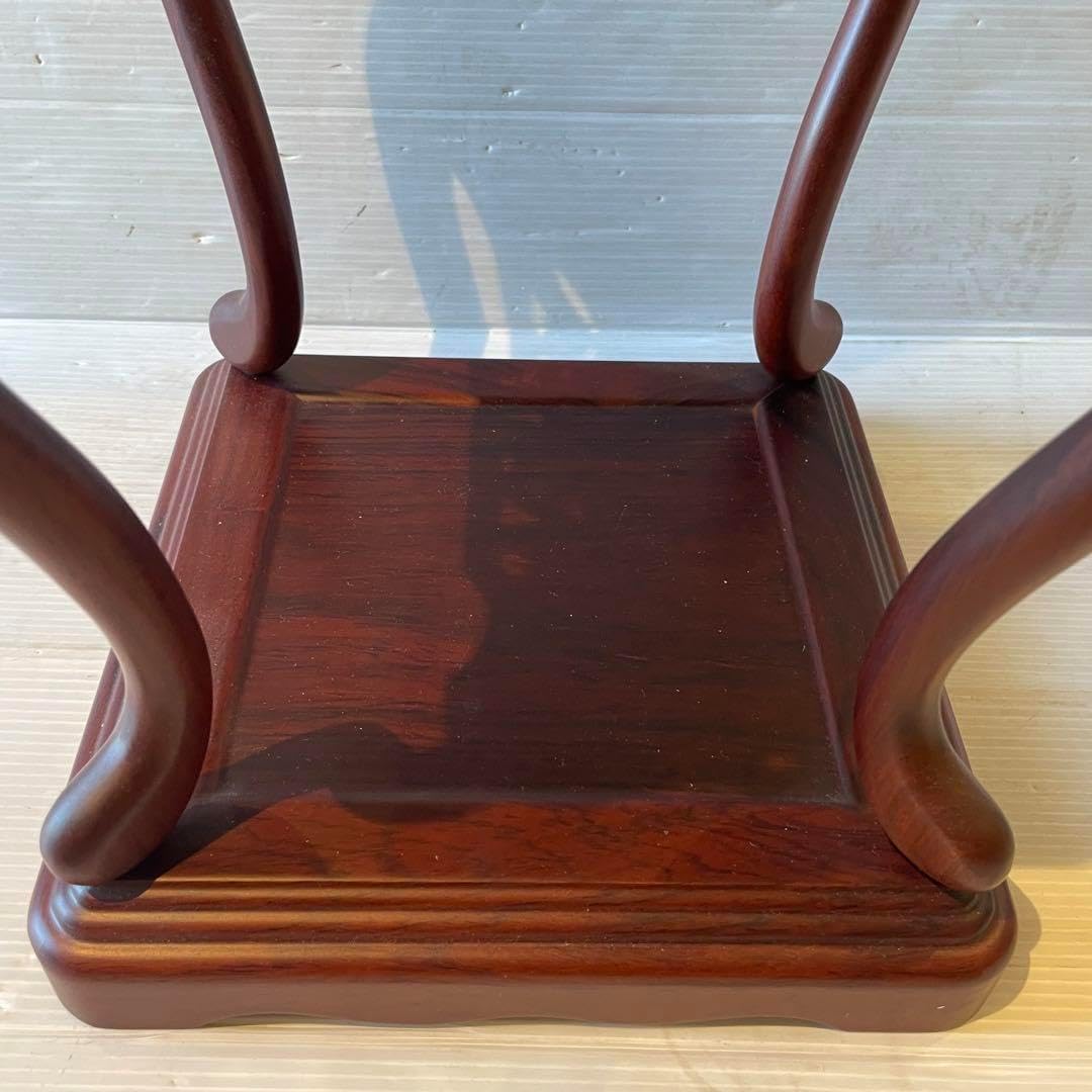 唐木 黒檀 高卓 透かし彫り唐木台 香炉台 花台 飾台 木製 唐木紫檀