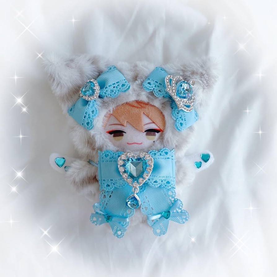 ❤︎ぬい服 おすわりぬい服 着ぐるみ 10cm にじぱぺ用 ねこ 水色