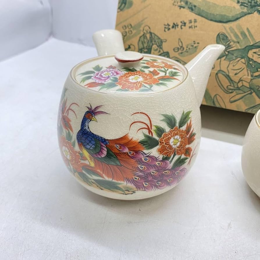 ⑥古九谷焼 茶器セット 九谷焼 茶器7点ｾｯﾄ 菊尽くし 金彩 貫入が素敵