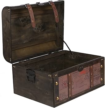 Amazon | Aoakua 鍵付き 海賊木箱 アンティーク宝箱 特大サイズ （横幅