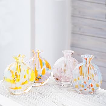 Amazon.co.jp: はなみどり マーブルグラス 小 ブルー 花瓶 花器