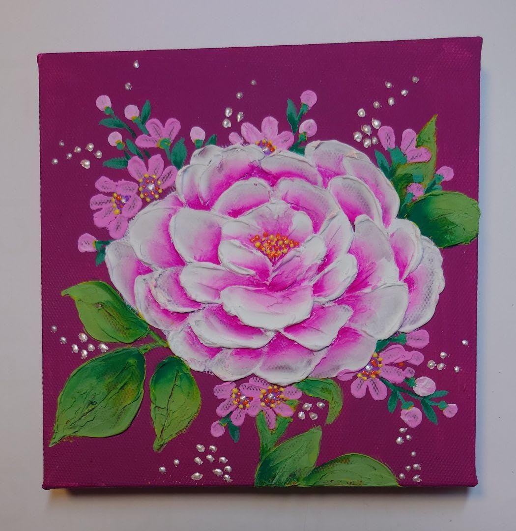 テクスチャーアート 花の絵 花柄 ボタニカルアート 絵画 ピンクの花柄