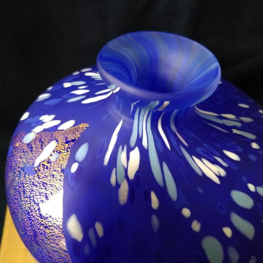 ✤文化勲章受章作家・藤田喬平作✤手吹『金彩花瓶』＊共箱入り