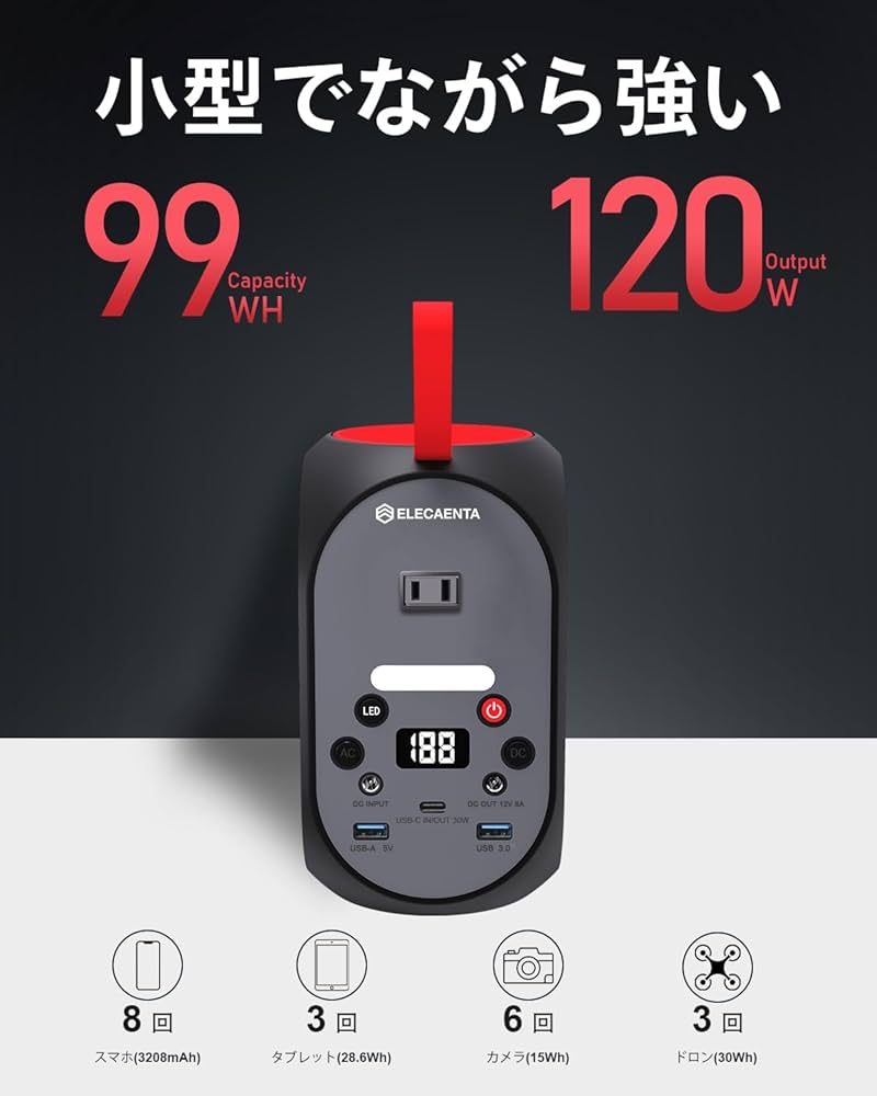 Amazon.co.jp: ELECAENTA ポータブル電源 ソーラーパネル セット 99Wh