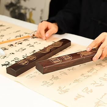 Amazon | 木製中国書道文鎮 - 木製文鎮 平文鎮 - 紙を押す、平らに保持