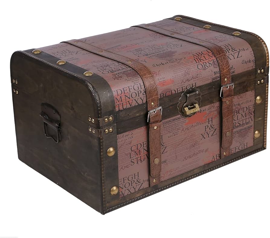 Amazon | Aoakua 鍵付き 海賊木箱 アンティーク宝箱 特大サイズ （横幅