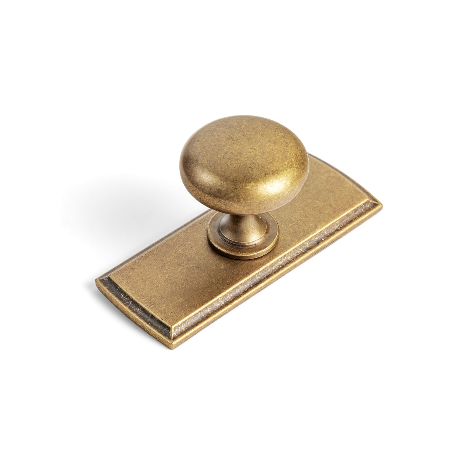Goo-Ki Antique Brass Zinc Alloy Cabinet Knob with Backplate
