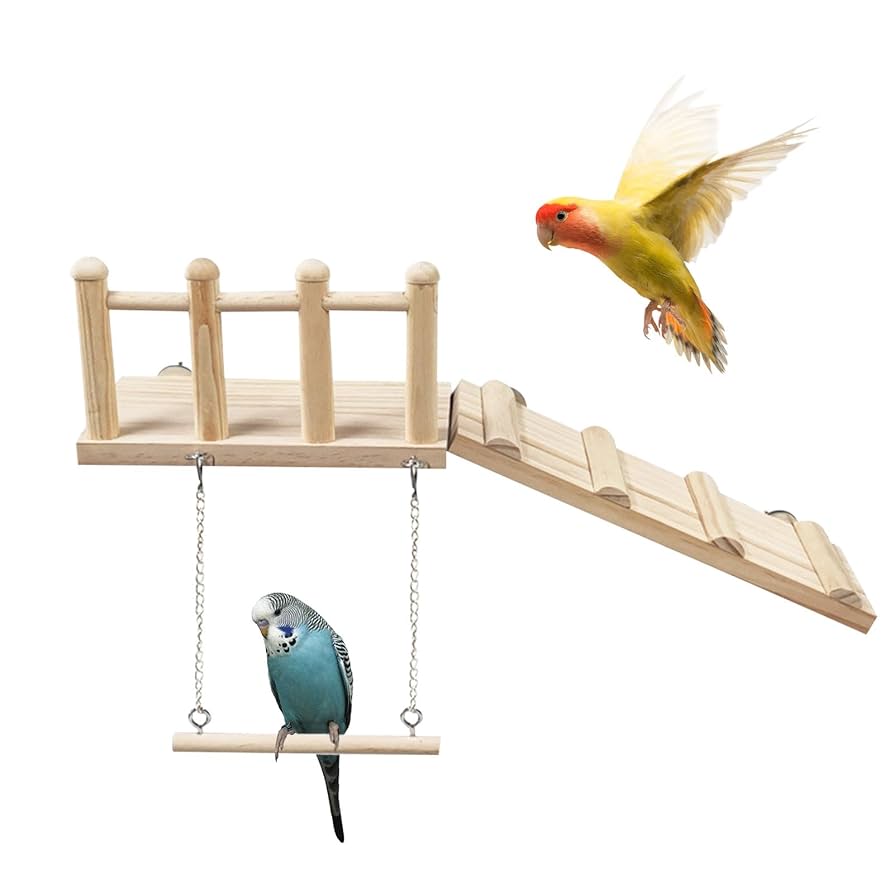 ことりのおおきなあそびばミラー付き文鳥インコバードアスレチックブランコ