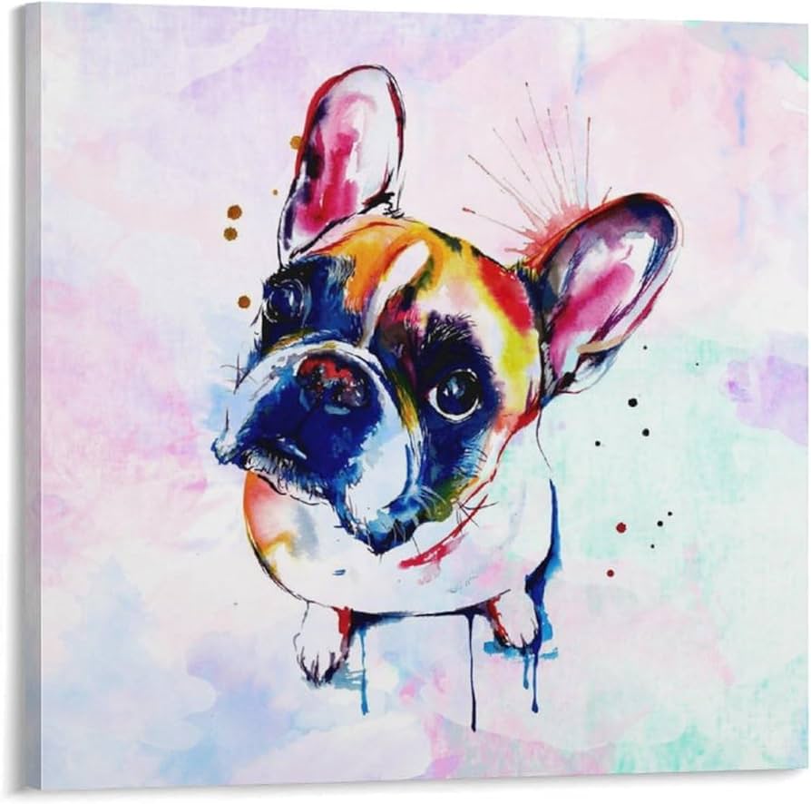 Amazon.co.jp: アートパネル フレンチブルドッグ 水彩犬 アート