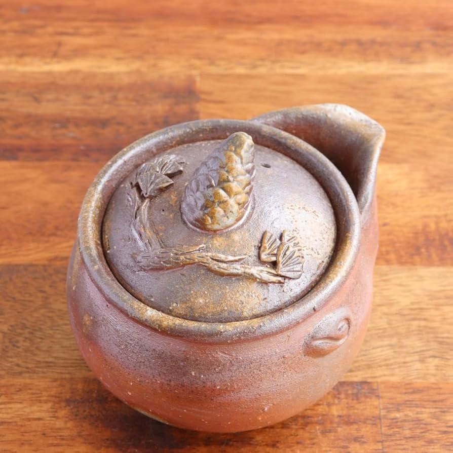 50511 備前焼 宝瓶 松 まつぼっくり マツ 手びねり 急須 登り窯 50511