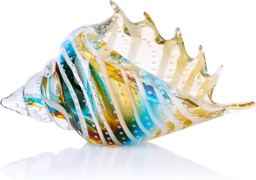 Amazon.co.jp: 手吹きガラス 巻貝 置物 コレクターズクリスタルガラス