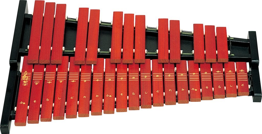 木琴 ゼンオン 紐交換済み 全音楽譜出版社 30音 半音 赤いキャリー