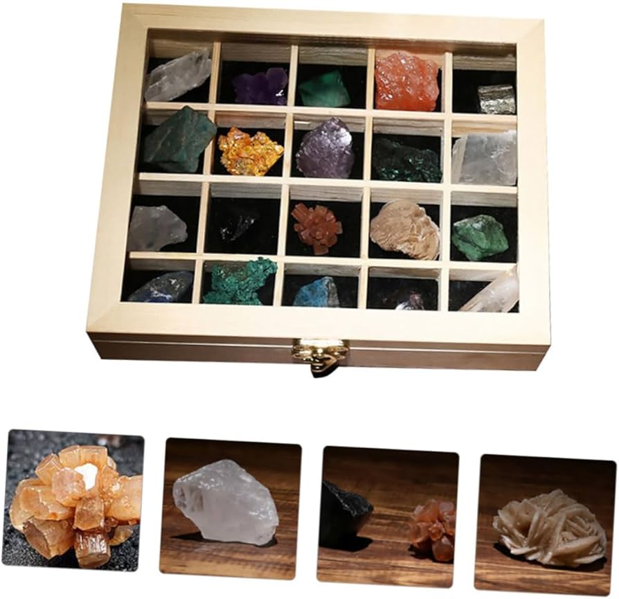 Amazon | KOMBIUDA 教育用石のサンプルボックス 20 種類の天然鉱石 石