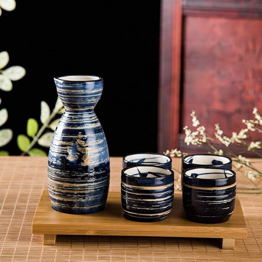 Amazon.co.jp: Sake Set Japanese Sake Cup Set Traditional Hand