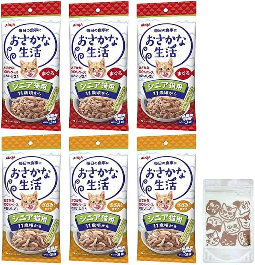 Amazon | おさかな生活 11歳頃から シニア猫用 2種 (各種3パック：60g