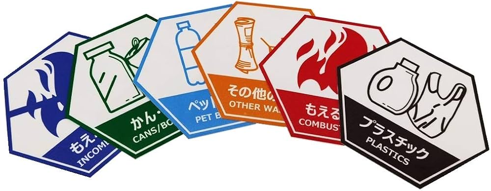 Amazon.co.jp: ごみ箱用分別ステッカー 6枚セット 150x130mm