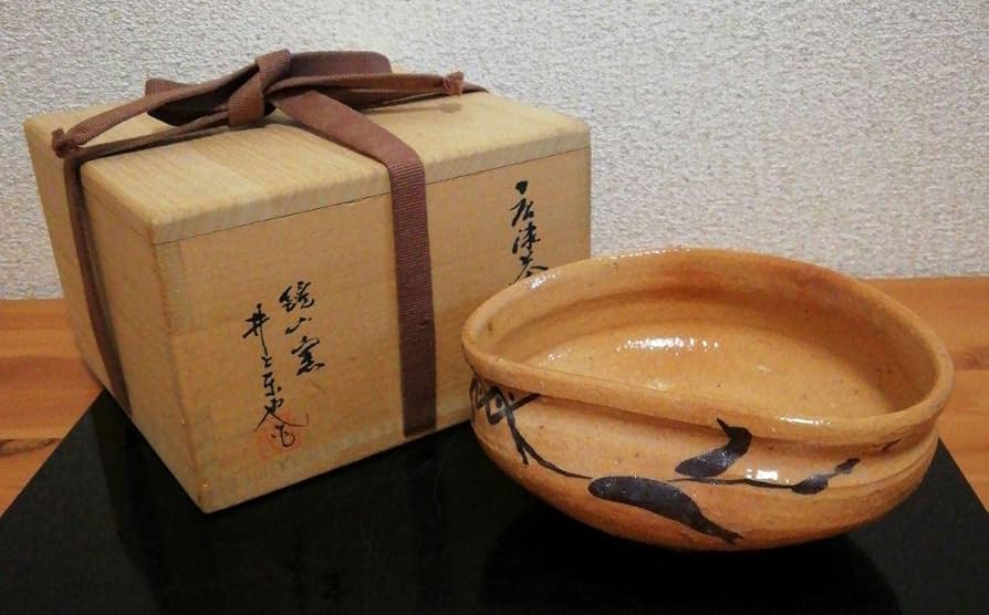 唐津焼名工 井上東也 本人作 絵唐津茶碗 共箱 共布 栞付【茶道具 煎茶