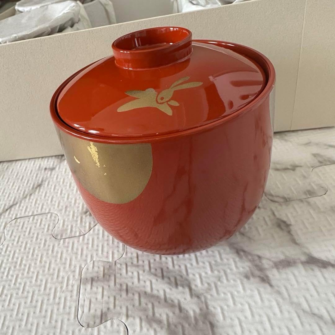 ほぼ未使用 懐石道具 木製漆器 千筋 金彩もみじ蒔絵 吸物椀 5客