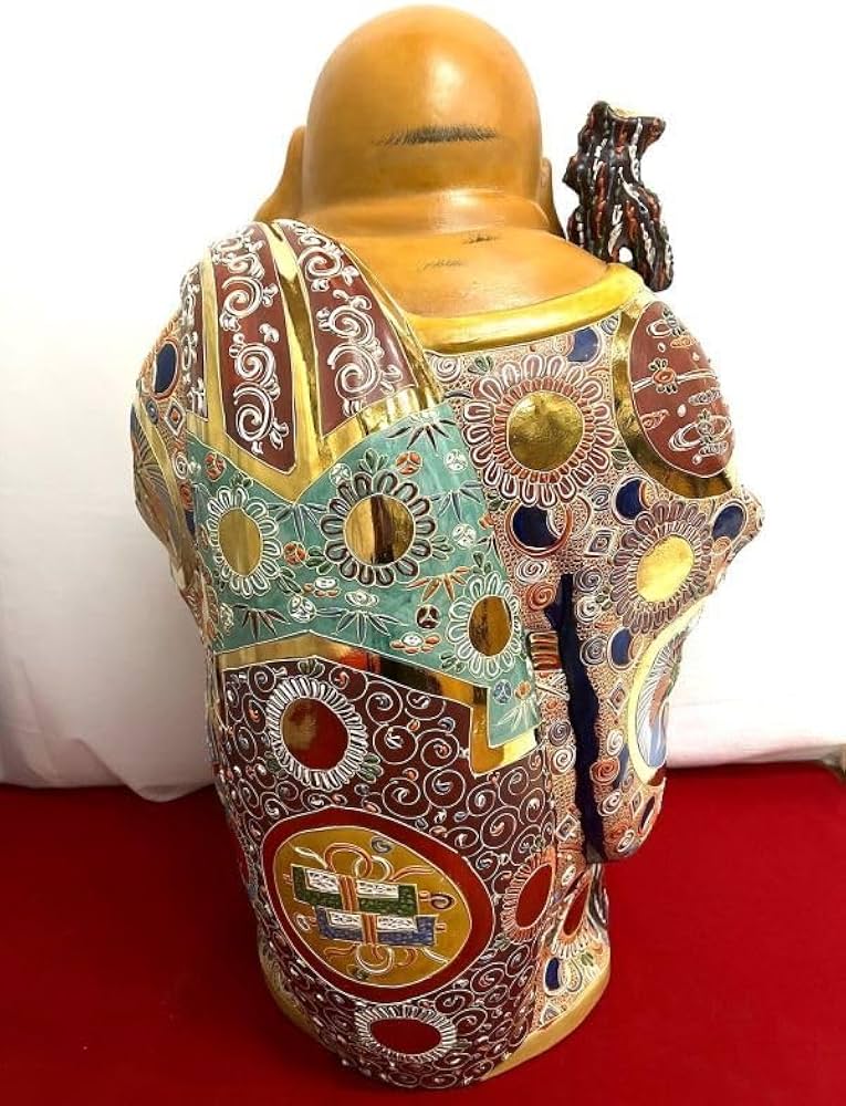 蔵出し！特大 【奇】時代物 九谷焼 古九谷 錦手 金彩色絵染付 七福神 布袋