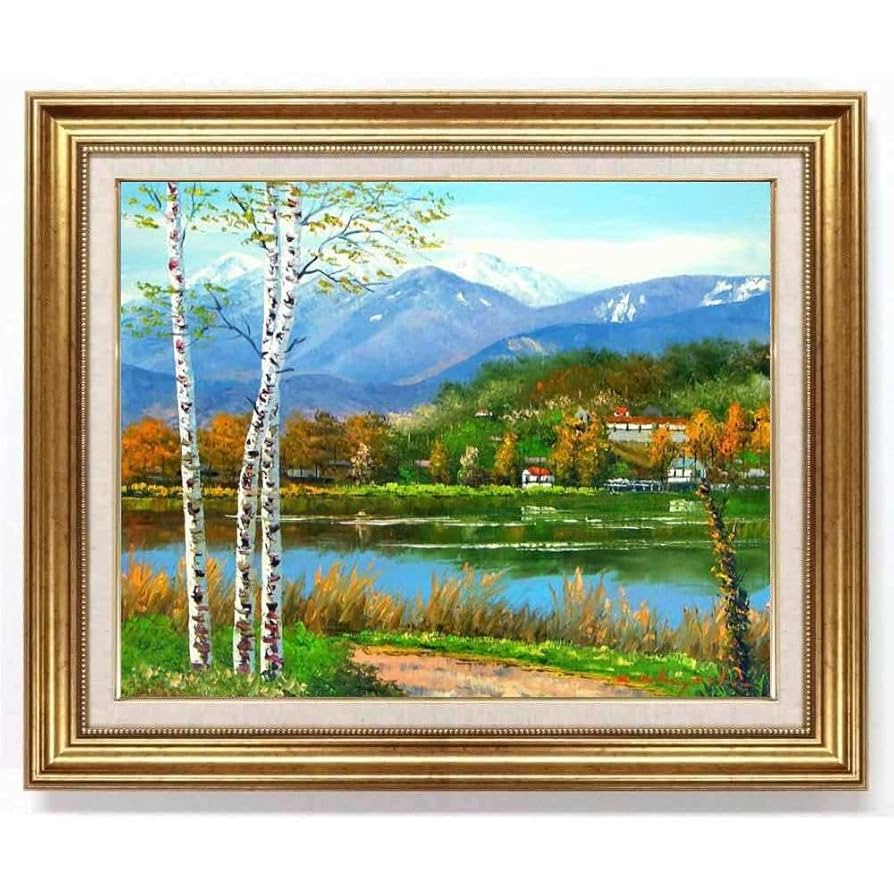 油絵 「奥日光」湯元 油彩画 絵画 F4 真作 風景画 アート 油絵 「奥