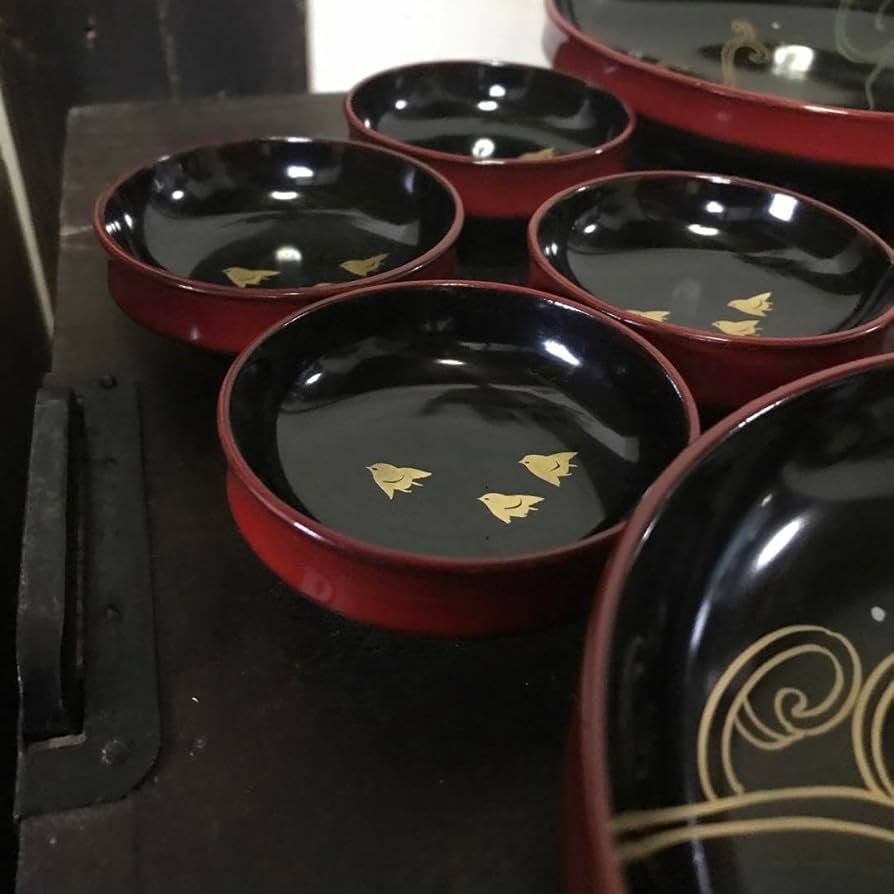 美品輪島塗蒔絵当時物漆器刺身皿取り皿銘々皿祝い事お正月共箱付