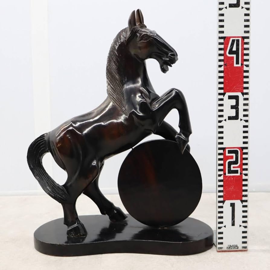 Amazon.co.jp: 高さ45㎝｜天然木跳ね馬の置物木製｜｜縞黒檀無垢材製