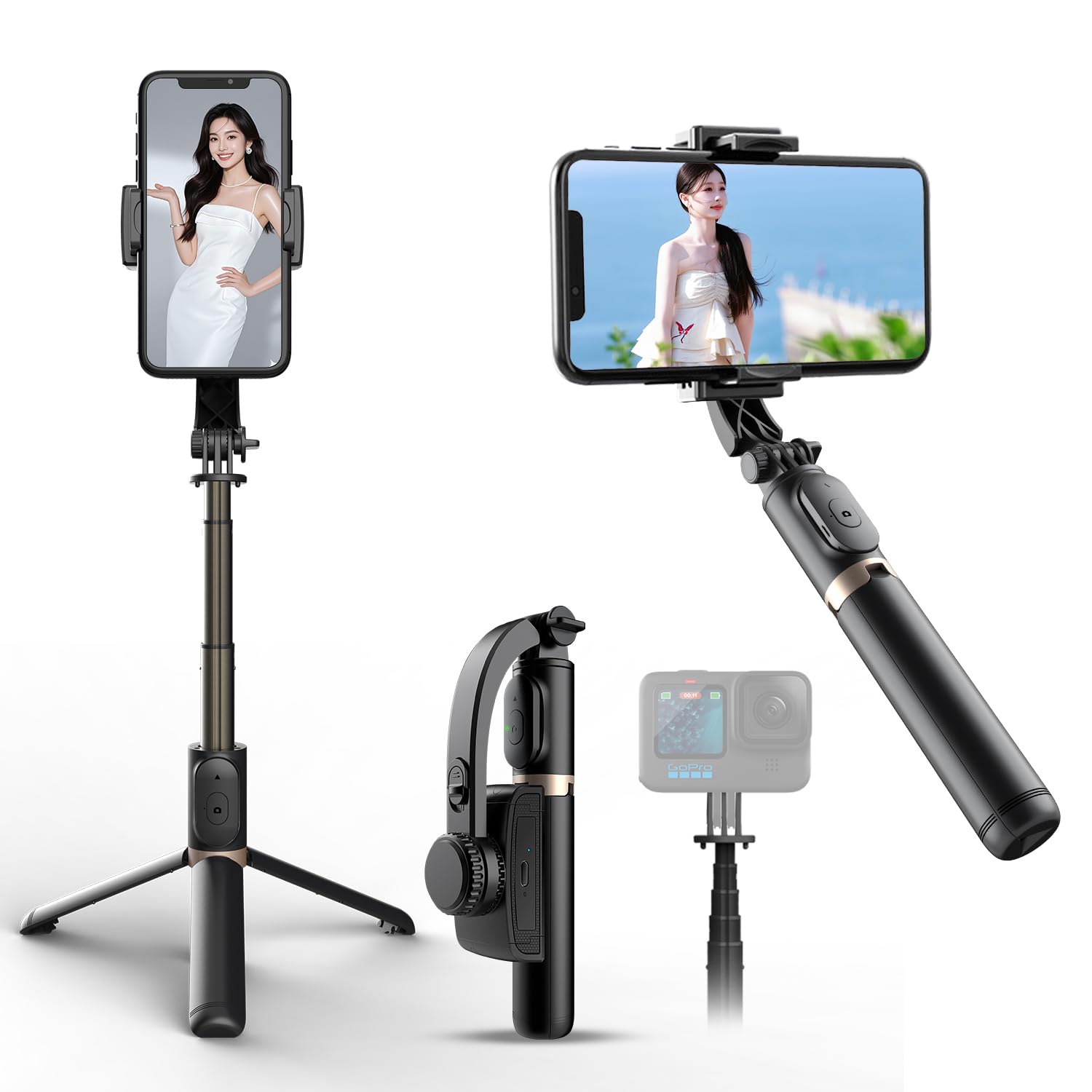 Amazon | スマホ ジンバル 自撮り棒 三脚 セルカ棒 無線 折りたたみ 片