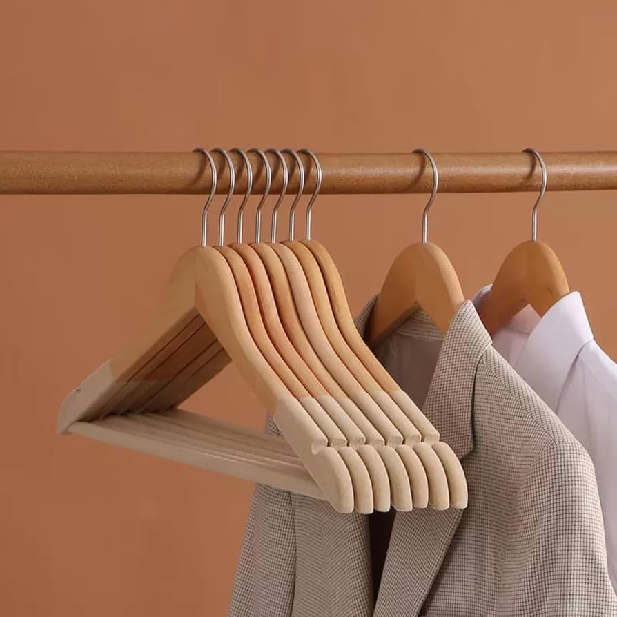 Amazon.co.jp: スーツハンガー 6本組セット 天然木製ハンガー 360度