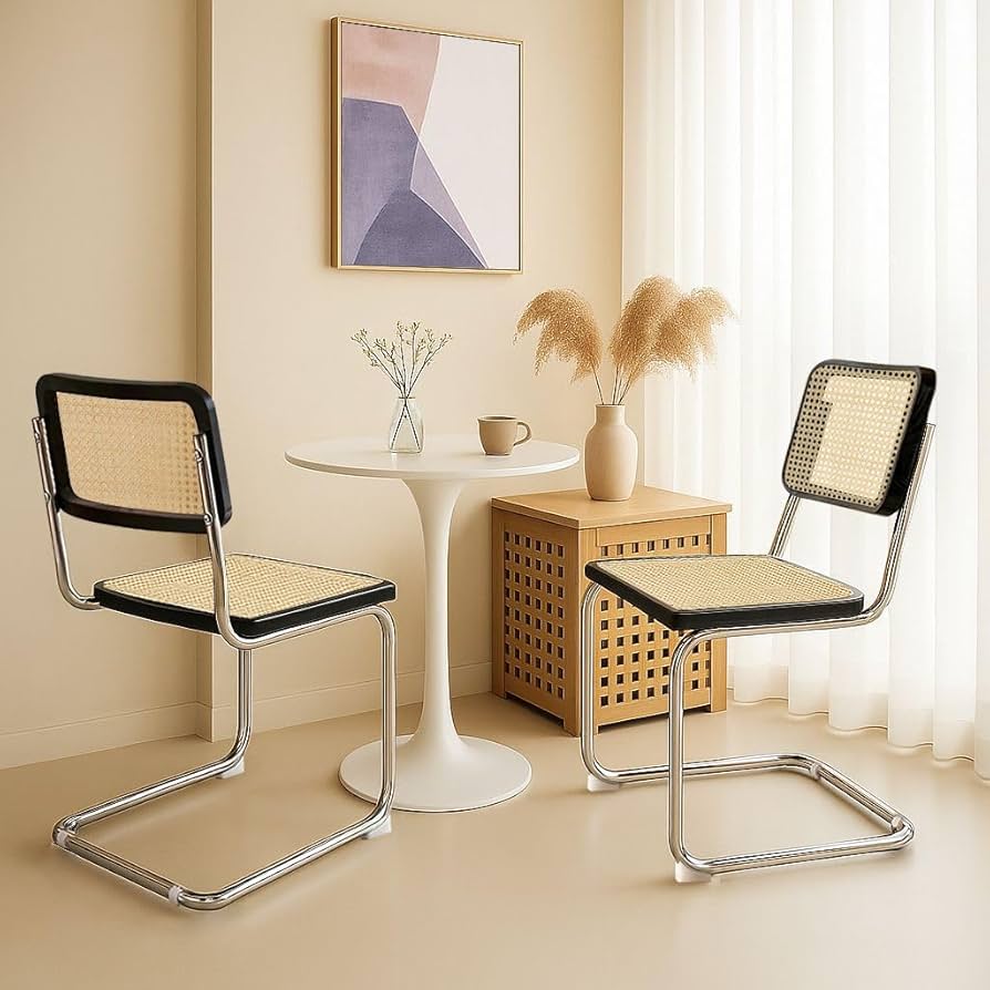 ダイニングテーブル、ラタンチェア2脚セット