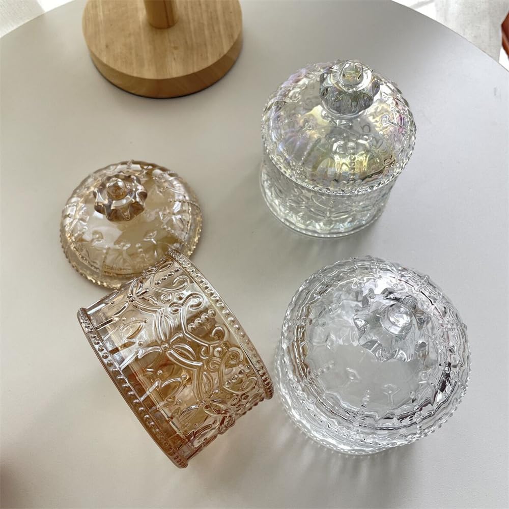 プレスガラス キャンディポット ボンボン入れ シュガーポット 蓋物