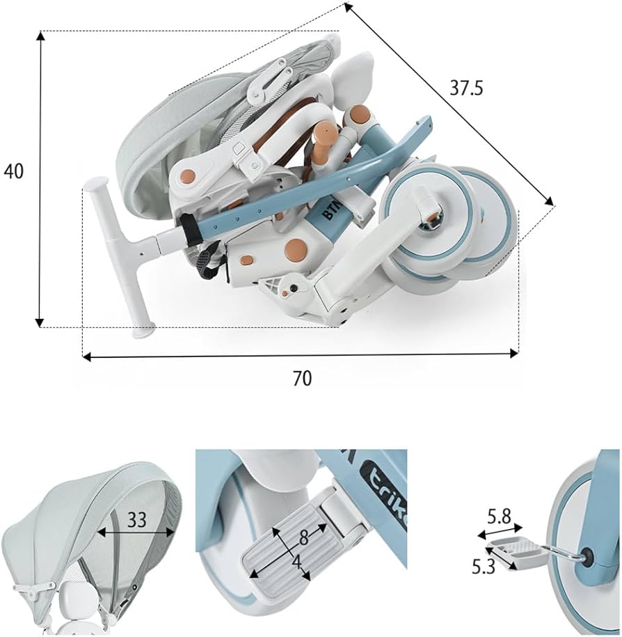 Amazon.co.jp: BTM 子供用三輪車 折りたたみカバー 手押し棒付き 7in1