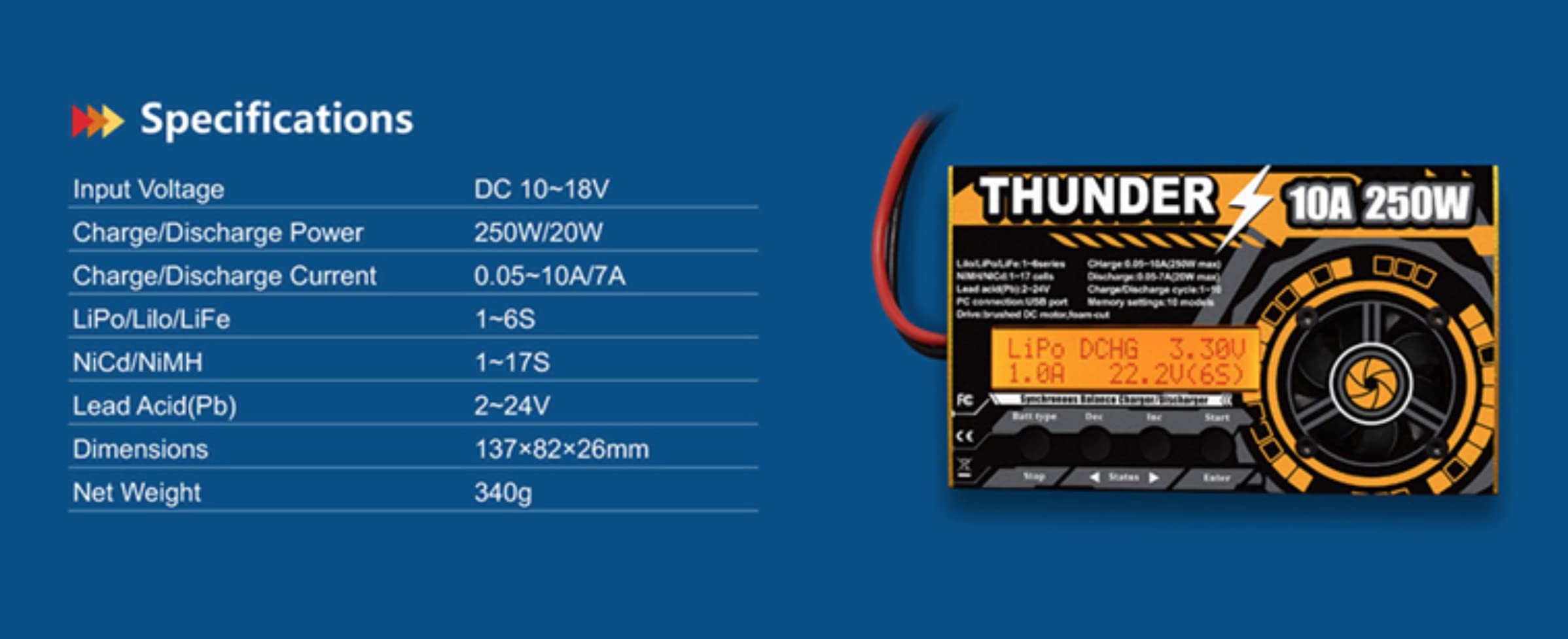 Amazon.co.jp: THUNDER 250W DCバランス充電器ディスチャージャー aa