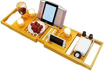 Amazon.co.jp: XRX バスタブトレー バスタブラック 竹製 バステーブル