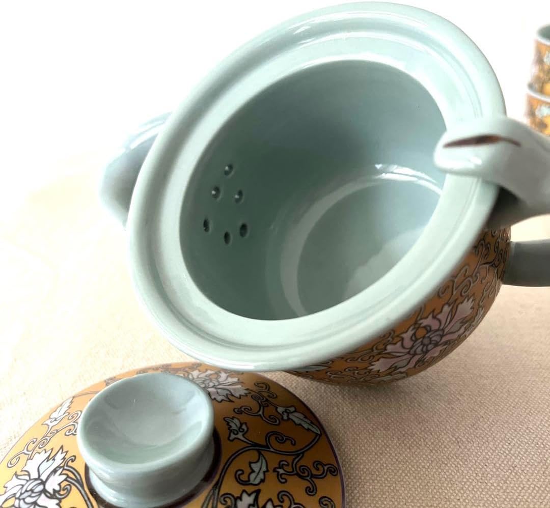 中国茶最高峰【天然珍品国礼名茶金駿眉】景徳鎮最高級陶磁器茶道具4点