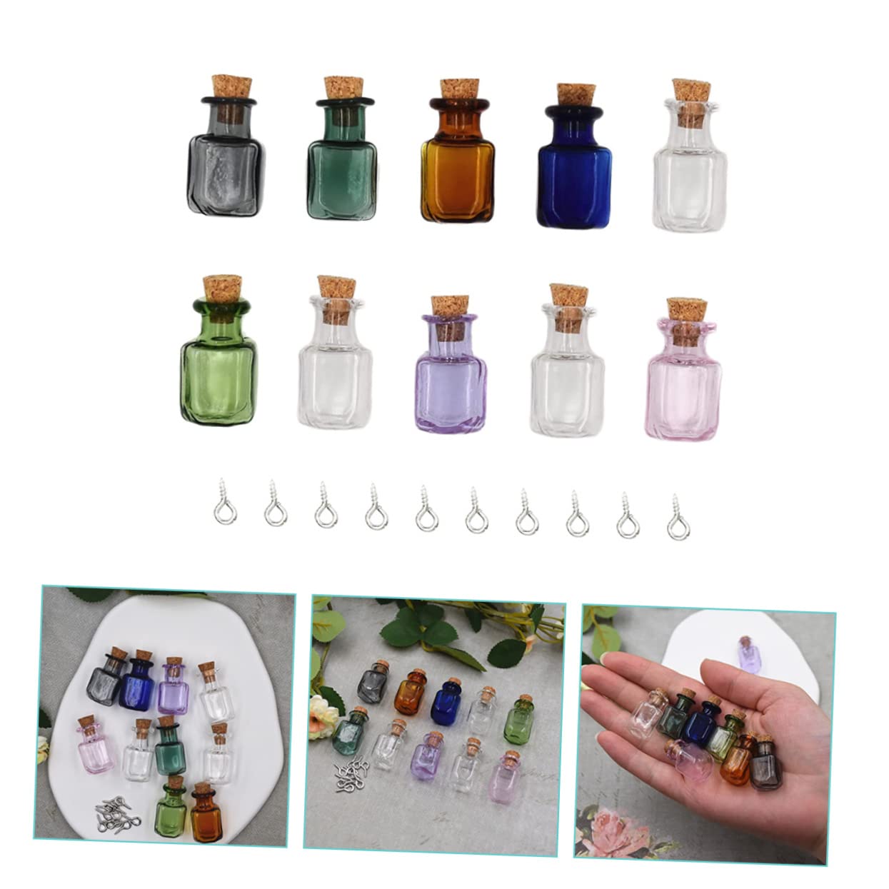 Amazon.co.jp: 10個 Diyクラフト用ガラスボトル 色付きの呪文瓶 空き