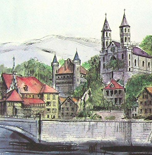 Amazon.co.jp: ジェームス・フォード『教会のある街』リトグラフ 版画