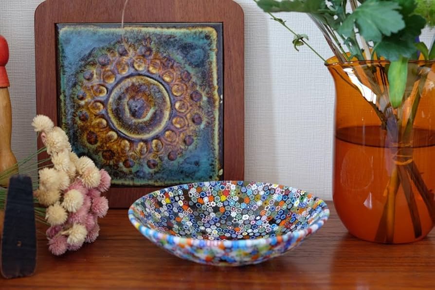 ベネチアンガラス ミルフィオリ プレート ムリーニ ガラス 江波冨士子