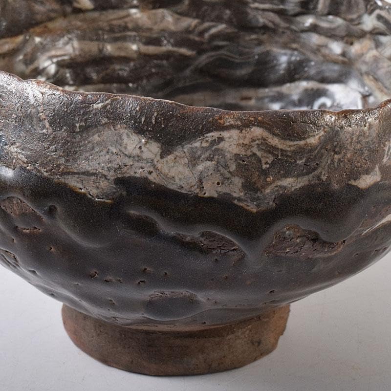 逢絢亭・茶道具 茶碗 京焼 瑠璃釉 月に夜桜の図 木田義仁 共箱入り