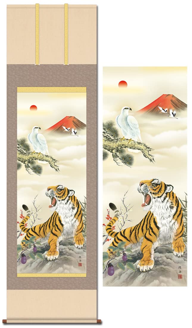 掛け軸、鷹に梅の図 Amazon.co.jp: 掛け軸 開運画 正月 初夢吉祥猛虎