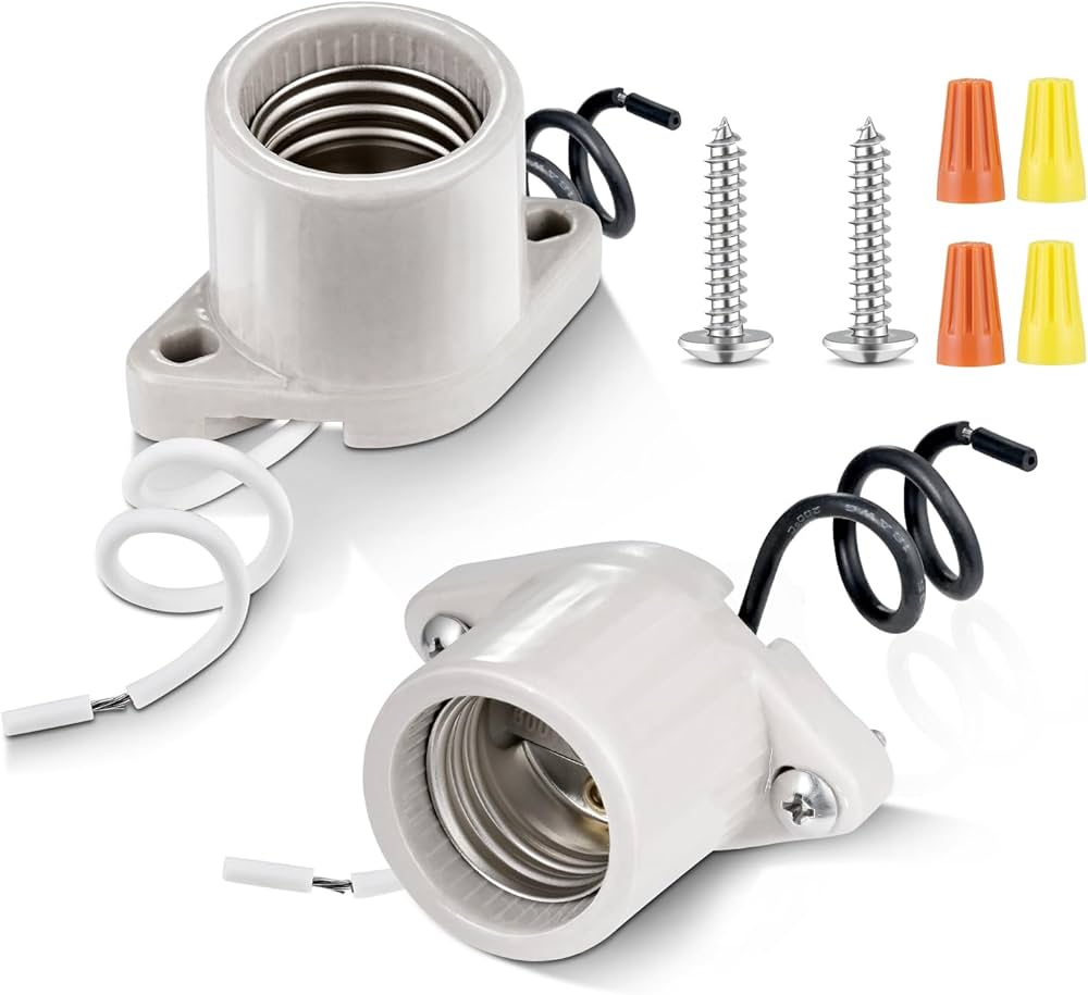 Surface Mount Light Socket,E26 Medium Screw Porcelain Bulb Socket