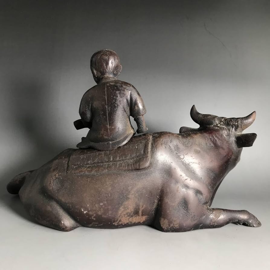 古銅製牛置物，工芸品，金工細作，長27cm，重4200克 【公式通販】