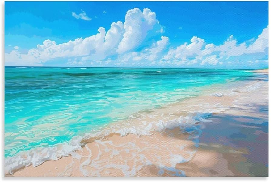 Amazon.co.jp: 絵画 夏のビーチ アートパネル ポスター 美しい海の景色