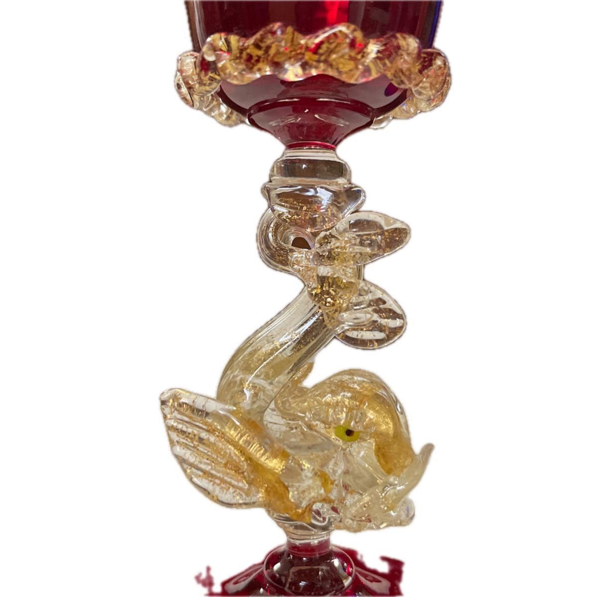 繊細で美しいヴェネチアングラスです。／赤色です 謝恩セール特価