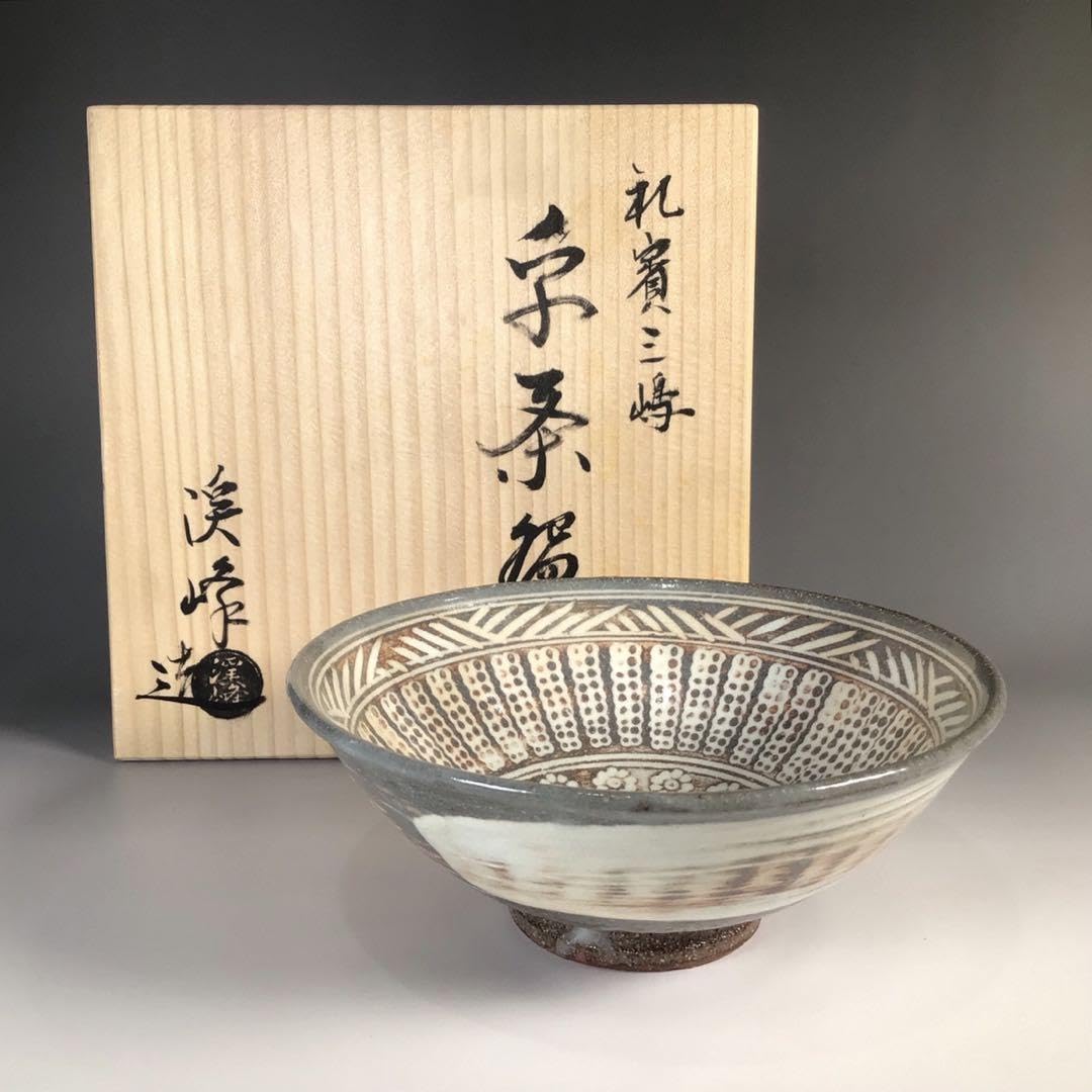 三島唐津 抹茶茶碗 茶碗 茶道具 抹茶碗 骨董 共箱 三島唐津 抹茶茶碗 茶碗