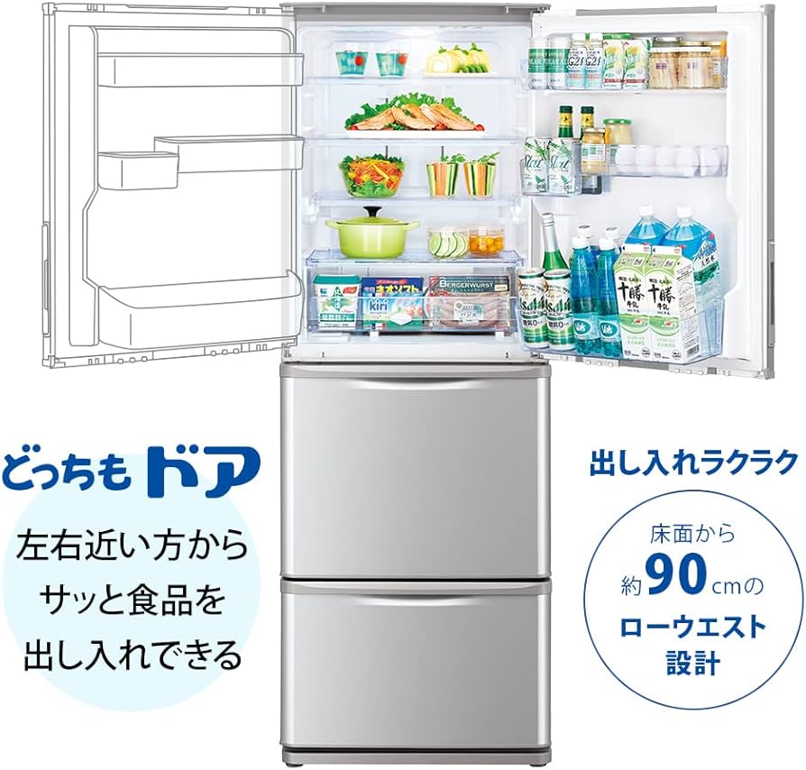 SHARP 冷蔵庫 SJ-GW35J-W 350L どっちもドア 2023年製 【公式通販】