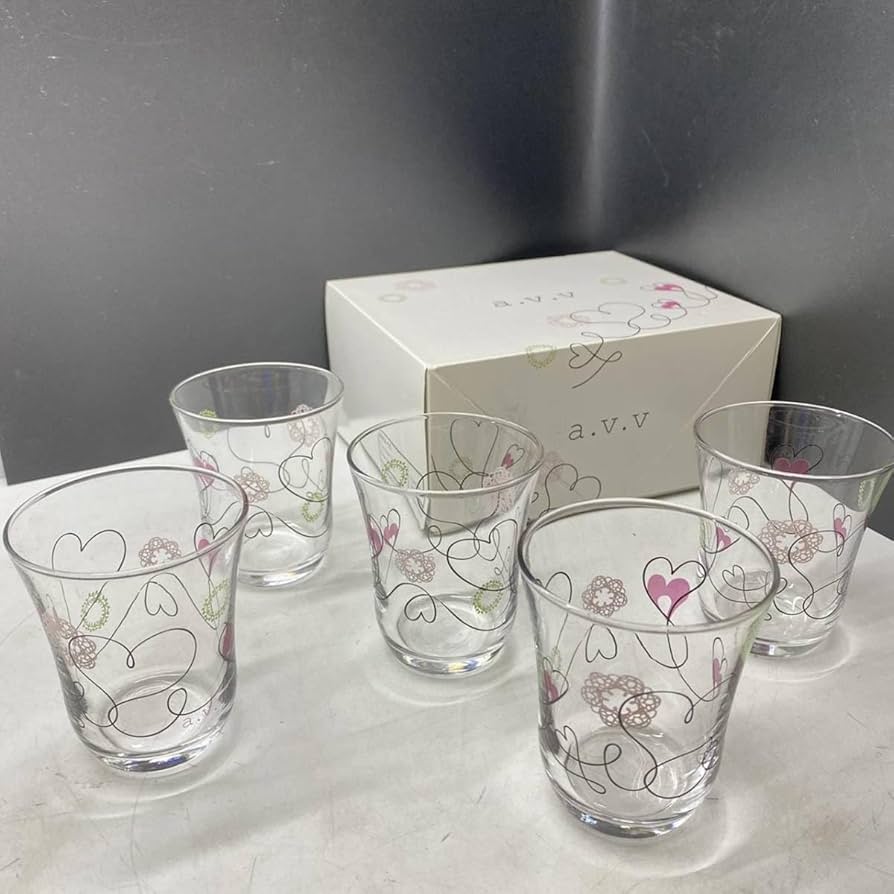 ピンクカットガラスフルートグラス4個セット ピンクカットガラス