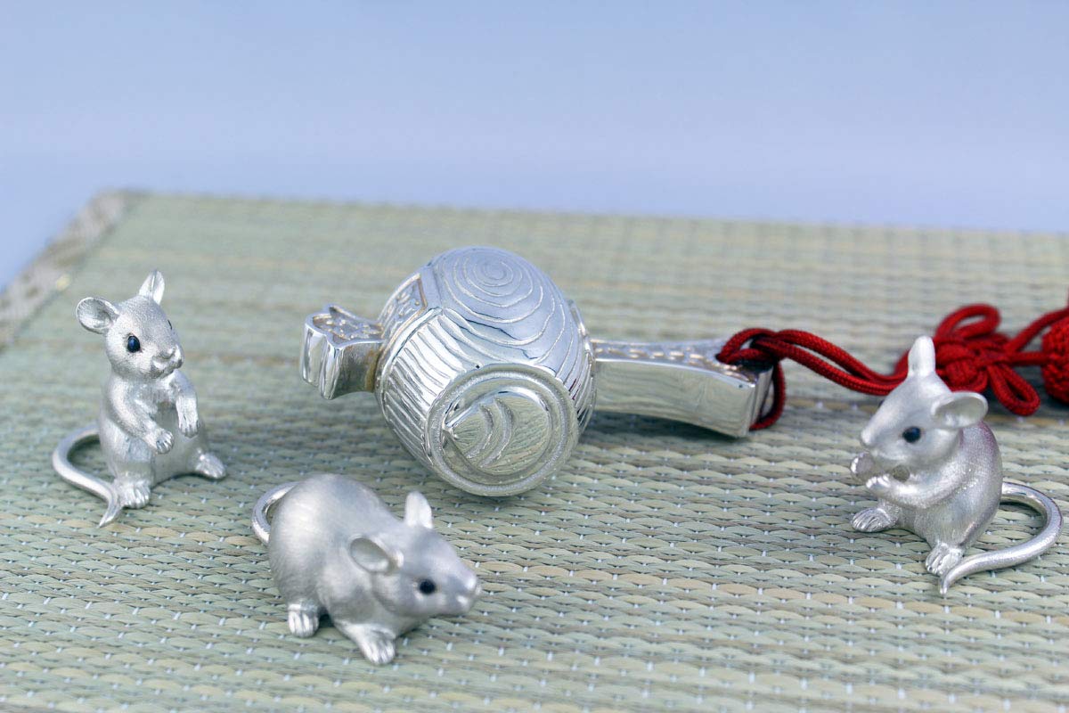 根付け鼠ネズミねずみ骨製