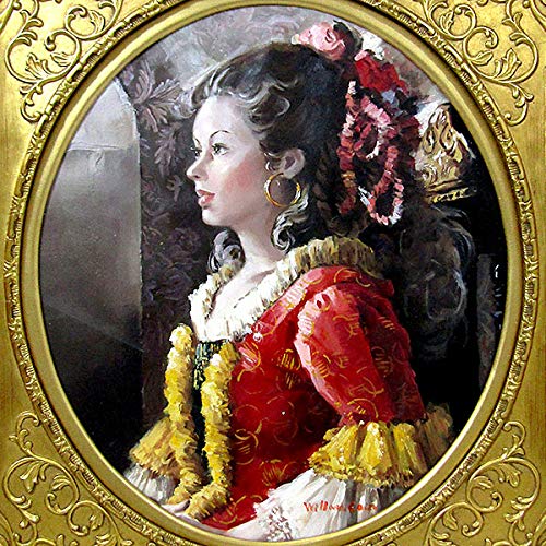 真作］F10号 油彩画 美人画 美少女画 リアリズム 天使 額付き 真作