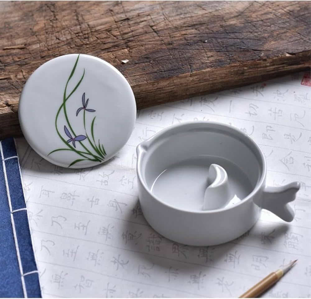 中国青磁 丸い器 書道筆たて