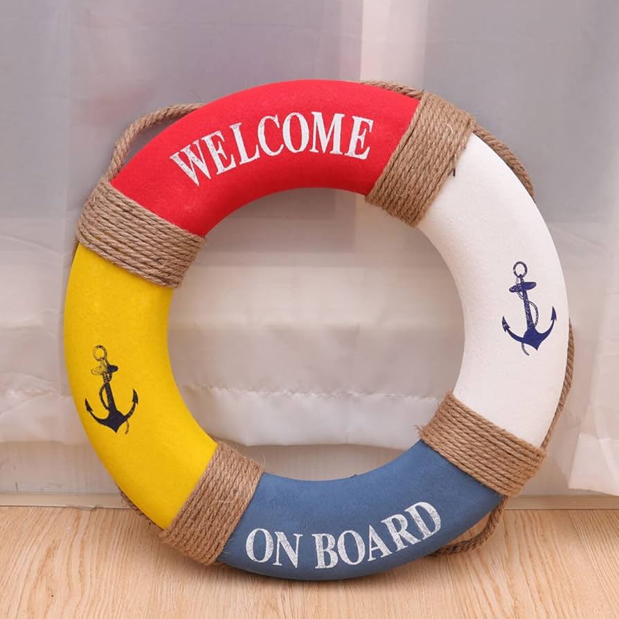 アンティークの浮き輪 マリン オブジェ ディスプレイ